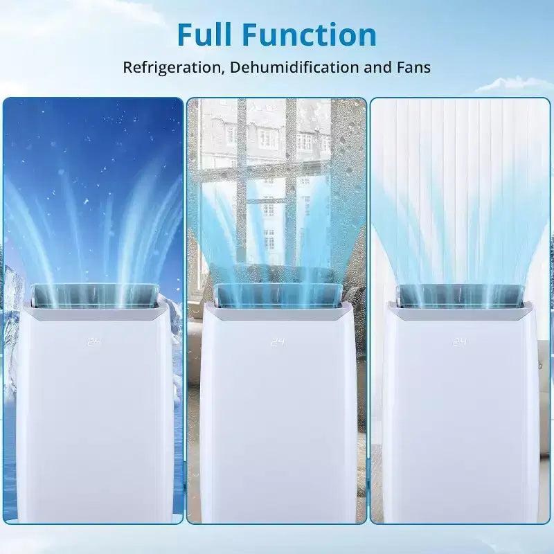 Climatiseurs portables 12000 BTU, refroidisseur portable 3-en-1 avec modes Veille, Oscillation automatique, Déshumidificateur et Ventilateur, afficheurs, jusqu'à 51 m²