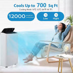 Climatiseur, Climatiseur portable 12000 BTU avec modes déshumidificateur et ventilateur, refroidit une pièce jusqu'à 65 m², Climatiseur mobile