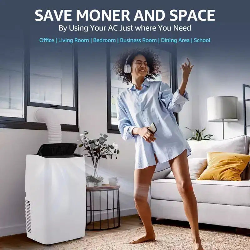 Climatiseur, Climatiseur portable 12000 BTU avec modes déshumidificateur et ventilateur, refroidit une pièce jusqu'à 65 m², Climatiseur mobile