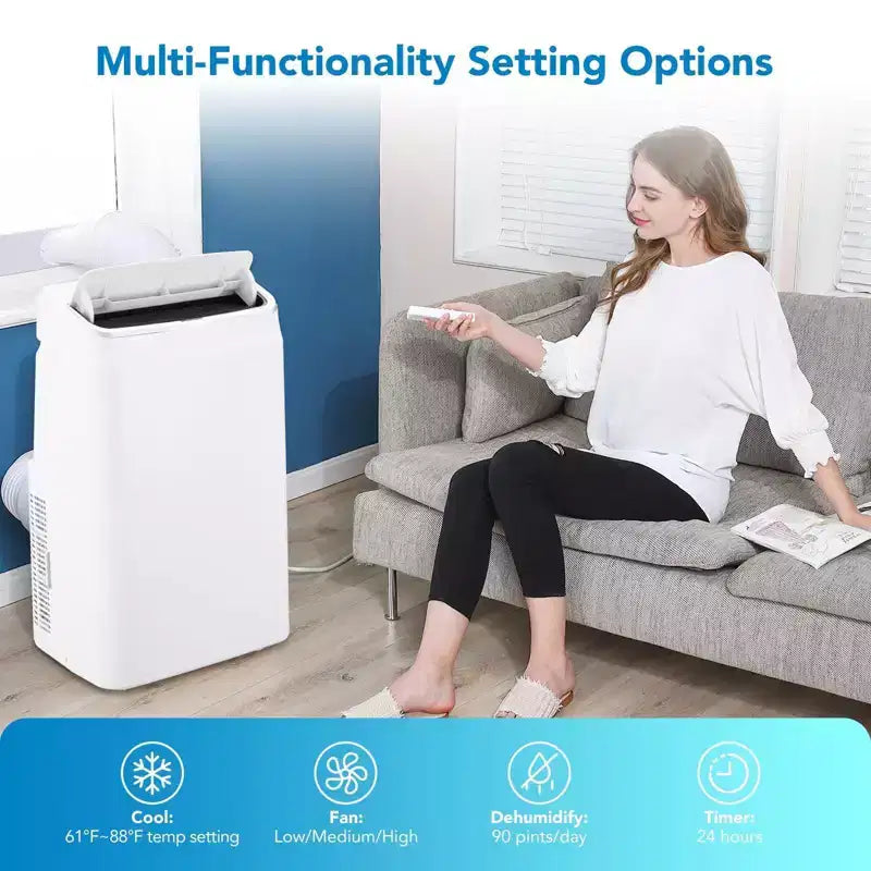 14000 BTU Portable Air Conditioners with Remote Control, 3-in-1 Free Standing Cooling AC Unit, Cools Room up to 750 sq.ft, Smart/Sleep Mode, 3 Speed