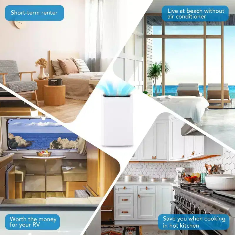 Climatiseur portable 14000 BTU avec télécommande, unité de climatisation autonome 3-en-1, rafraîchit les pièces jusqu'à 70 m², mode intelligent/veille, 3 vitesses