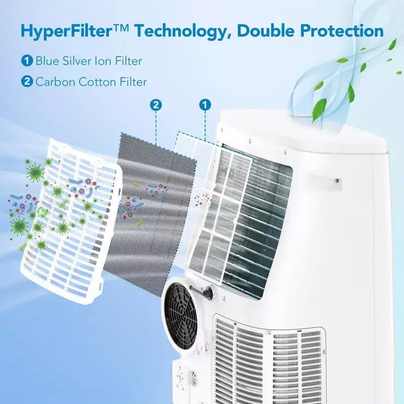Climatiseur portable 14000 BTU avec télécommande, unité de climatisation autonome 3-en-1, rafraîchit les pièces jusqu'à 70 m², mode intelligent/veille, 3 vitesses