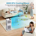 8,000 BTU 3-in-1 Portable AC - Cools 350 Sq.Ft with Dehumidifier, Fan & Sleep Mode, 24H Timer, Remote Control