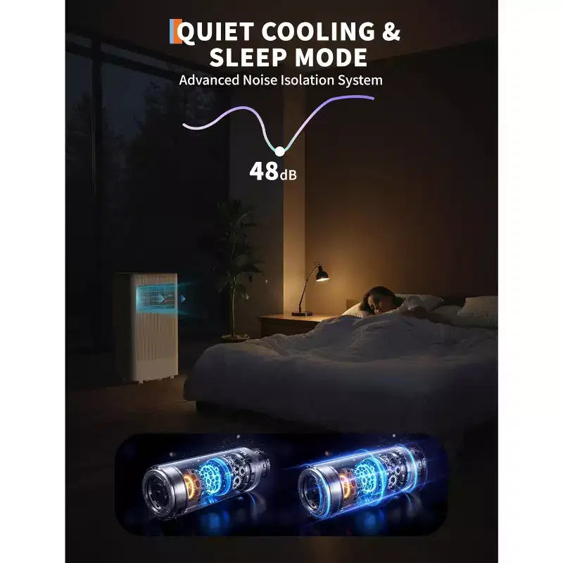 Climatiseur portable 8 000 BTU, unité de climatisation portable pour chambre jusqu'à 32,5 m², refroidissement, déshumidificateur, climatiseur sur pied, minuterie 24h