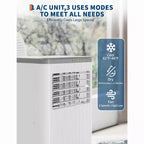 Climatiseur portable 8 000 BTU, unité de climatisation portable pour chambre jusqu'à 32,5 m², refroidissement, déshumidificateur, climatiseur sur pied, minuterie 24h