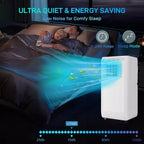 Climatiseur portable 10000 BTU Climatisation pour pièces jusqu'à 450 pi², Unité de climatisation portable silencieuse 4-EN-1 avec fonction ventilateur déshumidificateur, mode veille