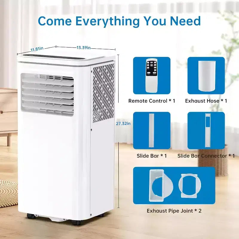 Climatiseur portable 8 000 BTU avec fonctions de refroidissement, déshumidificateur, ventilateur 3-en-1, écran LED, minuterie 24h, refroidissement haute efficacité DOE SACC 5 000 BTU