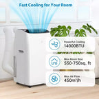14000 BTUs Inverter Portable Air Conditioner and Heater, Portable AC Unit for Rooms Up to 750 Sq. Ft, with Remote Control Energy-Saving 13.6