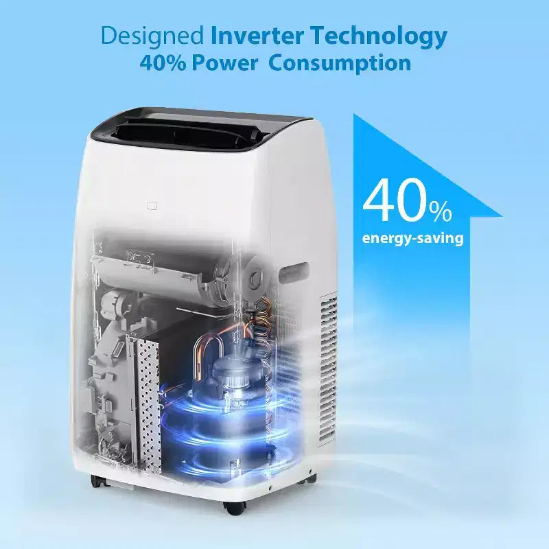 14000 BTUs Inverter Portable Air Conditioner and Heater, Portable AC Unit for Rooms Up to 750 Sq. Ft, with Remote Control Energy-Saving 13.6