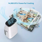 Climatiseur portable 14 000 BTU – Refroidissement rapide 3 en 1 pour 65 m², double moteur avec déshumidificateur et télécommande, idéal pour grandes pièces et camping-cars, noir