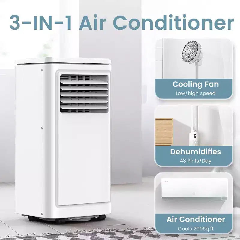 Climatiseur portable ZAFRO, Climatiseur avec fonctions de refroidissement, de ventilation, de déshumidification, mode veille, 55 dB, refroidit jusqu'à 42 m²