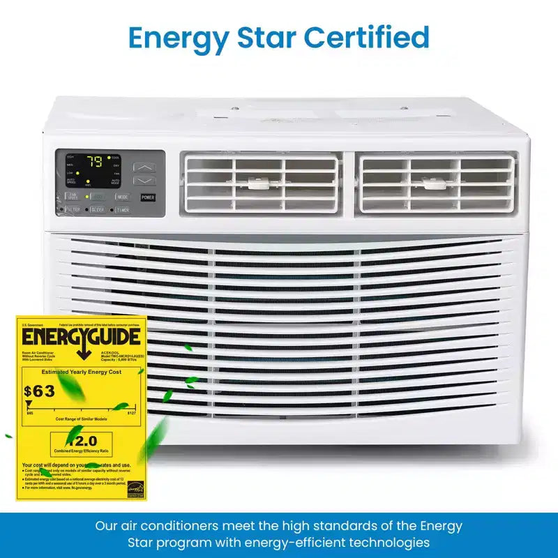 8000 BTU Smart Window AC - WiFi Enabled Air Conditioner for 350 Sq.Ft Rooms, 11 EER Quiet 51dB Cooling w/App Control, Digital Display & Remote