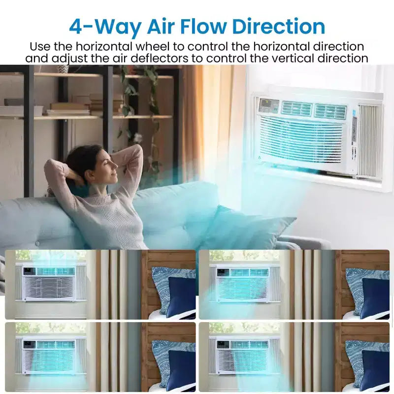 8000 BTU Smart Window AC - WiFi Enabled Air Conditioner for 350 Sq.Ft Rooms, 11 EER Quiet 51dB Cooling w/App Control, Digital Display & Remote