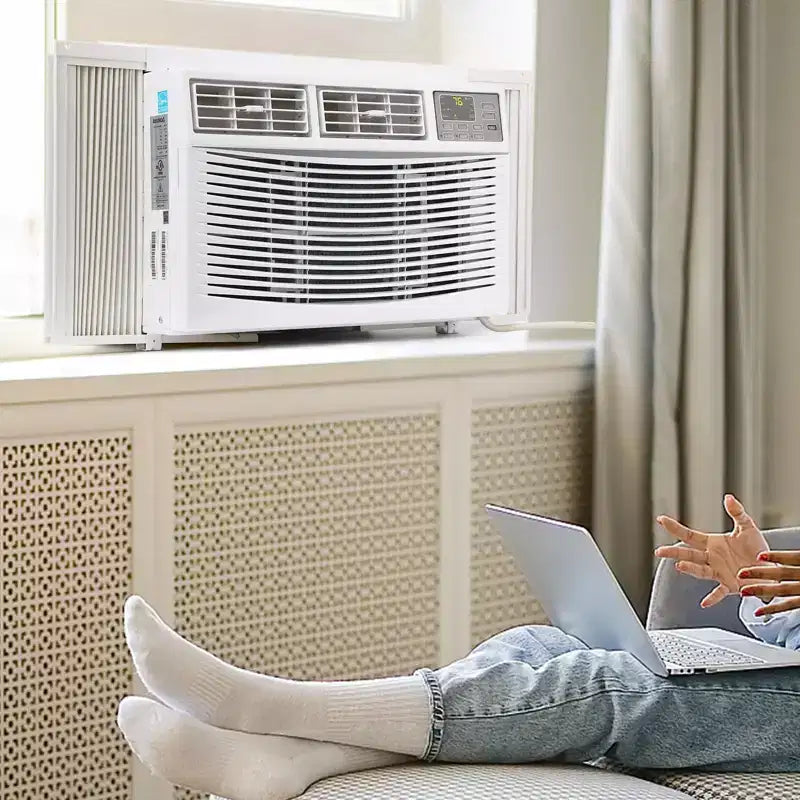 8000 BTU Smart Window AC - WiFi Enabled Air Conditioner for 350 Sq.Ft Rooms, 11 EER Quiet 51dB Cooling w/App Control, Digital Display & Remote