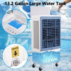 Refroidisseur d'air évaporatif 3500CFM, Refroidisseur par évaporation avec télécommande et minuterie 12h, 4 blocs de glace, 3 modes et vitesses de ventilation pour utilisation extérieure intérieure, 13,2 gallons