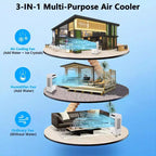 3000CFM Swamp Cooler, Evaporative Air Cooler with Remote Control and 12H Timer, 4 Ice Packs, 3 Modes & Wind Speeds for Outdoor Indoor Use, 10.3 Gallon
