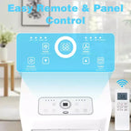 Climatiseur portable 8000 BTU – Rafraîchissement, ventilation, déshumidification et mode nuit, silencieux 55 dB, pour pièces jusqu'à 32,5 m². Télécommande et kit fenêtre inclus