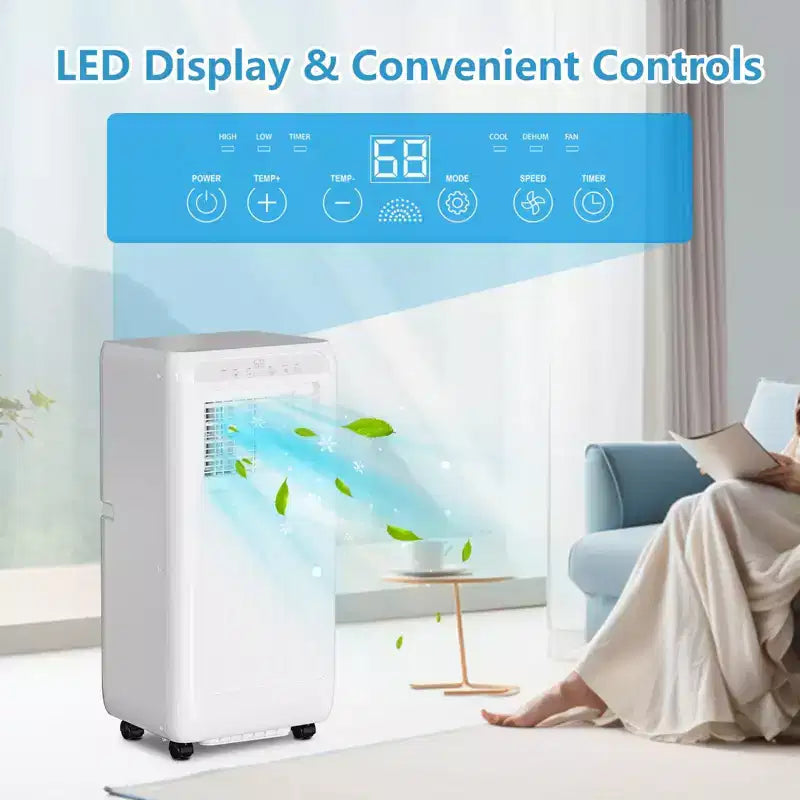 Climatiseur portatif de 8 000 BTU pour une pièce jusqu'à 32,5 m², unité de climatisation portative avec télécommande, mode veille, kit de fenêtre inclus