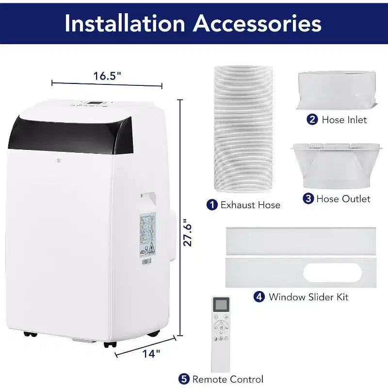 Acekool 12,000 BTU Portable AC - 3-in-1 Cooling, Dehumidifier & Fan for Rooms Up to 550 Sq.Ft, LED Display, Remote Control