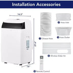 Acekool 12,000 BTU Portable AC - 3-in-1 Cooling, Dehumidifier & Fan for Rooms Up to 550 Sq.Ft, LED Display, Remote Control