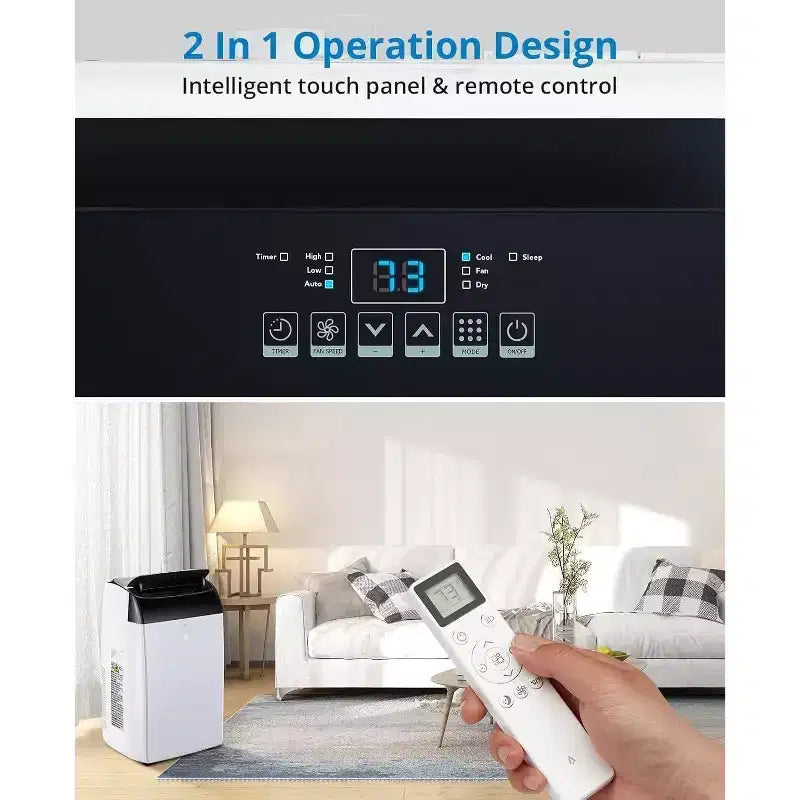 Acekool 12,000 BTU Portable AC - 3-in-1 Cooling, Dehumidifier & Fan for Rooms Up to 550 Sq.Ft, LED Display, Remote Control