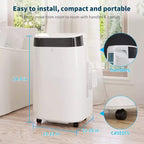Climatiseur portable Acekool 10000 BTU, 3-en-1 CA avec ventilateur et déshumidificateur, télécommande, 3 vitesses, minuterie 24h, rafraîchit les pièces jusqu'à 42 m², installation facile