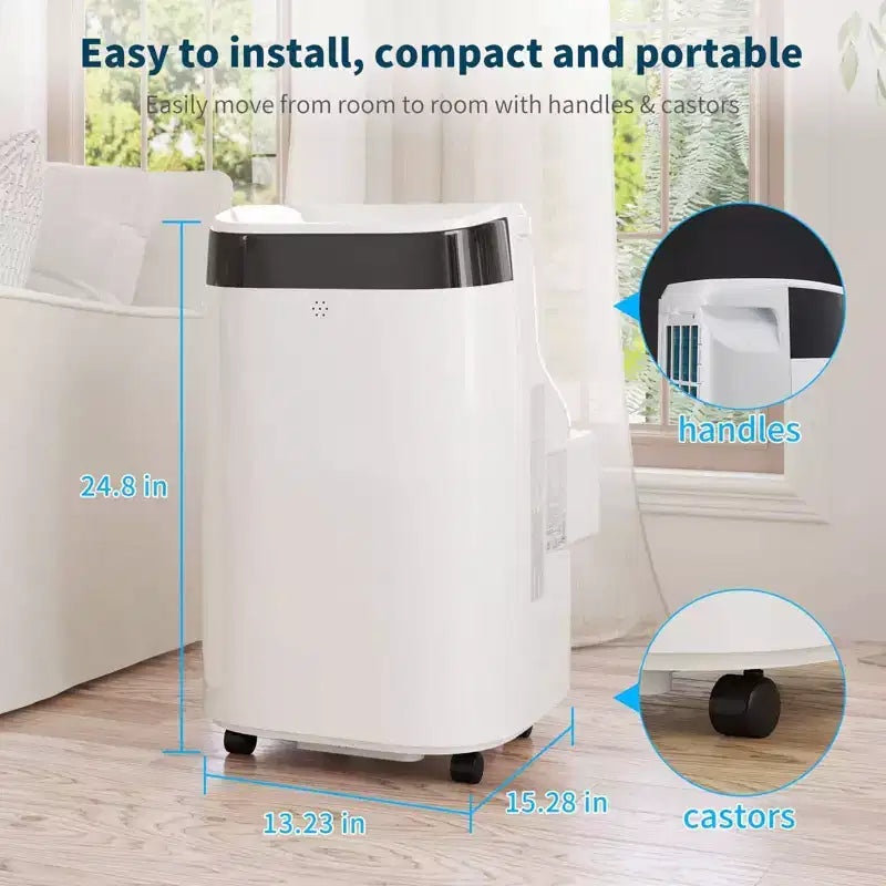 Climatiseur portable Acekool 10000 BTU, 3-en-1 CA avec ventilateur et déshumidificateur, télécommande, 3 vitesses, minuterie 24h, rafraîchit les pièces jusqu'à 42 m², installation facile