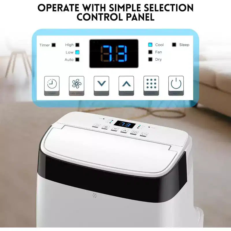 Climatiseur portable Acekool 10000 BTU, 3-en-1 CA avec ventilateur et déshumidificateur, télécommande, 3 vitesses, minuterie 24h, rafraîchit les pièces jusqu'à 42 m², installation facile