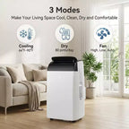 Climatiseur portable Acekool 10000 BTU, 3-en-1 CA avec ventilateur et déshumidificateur, télécommande, 3 vitesses, minuterie 24h, rafraîchit les pièces jusqu'à 42 m², installation facile