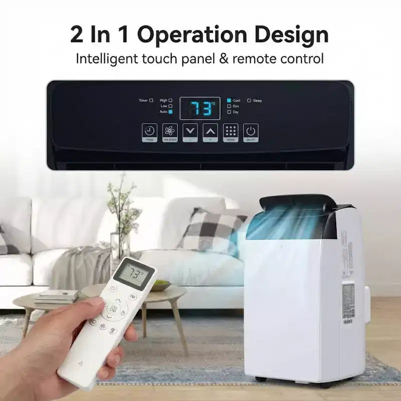 Climatiseur portable Acekool 10000 BTU, 3-en-1 CA avec ventilateur et déshumidificateur, télécommande, 3 vitesses, minuterie 24h, rafraîchit les pièces jusqu'à 42 m², installation facile