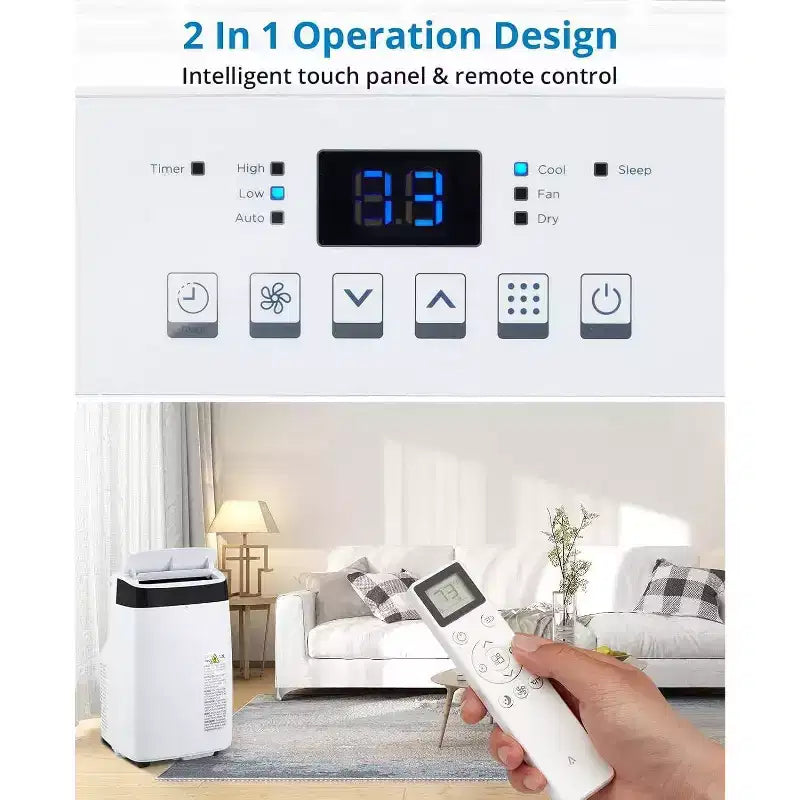 Climatiseur portable Acekool 10000 BTU, 3-en-1 CA avec ventilateur et déshumidificateur, télécommande, 3 vitesses, minuterie 24h, rafraîchit les pièces jusqu'à 42 m², installation facile
