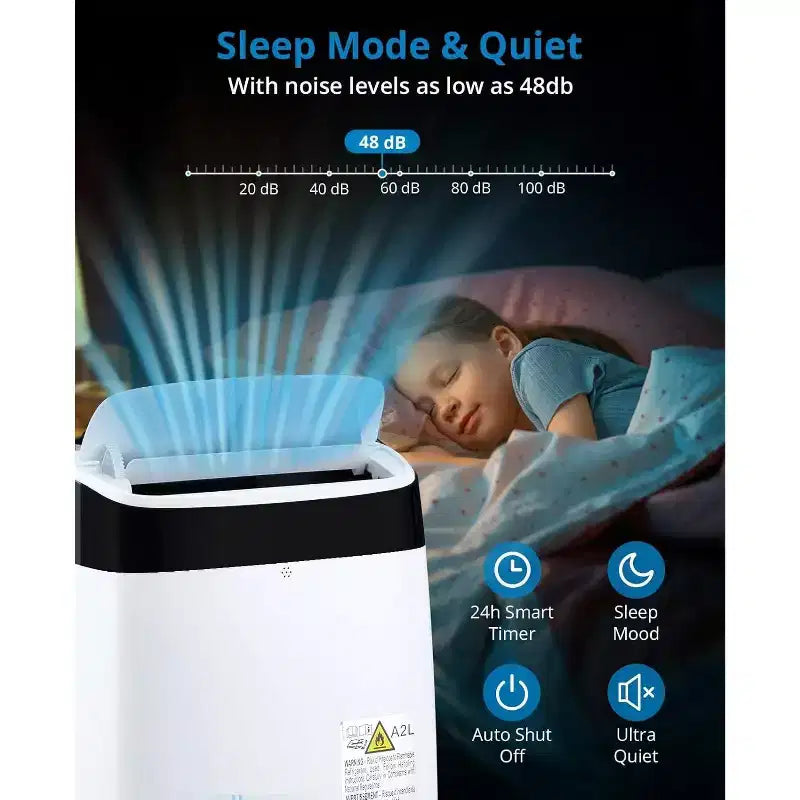 Climatiseur portable Acekool 10000 BTU, 3-en-1 CA avec ventilateur et déshumidificateur, télécommande, 3 vitesses, minuterie 24h, rafraîchit les pièces jusqu'à 42 m², installation facile