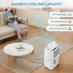 Climatiseur portable Acekool 14000 BTU, climatiseur silencieux 3-en-1 avec déshumidificateur et ventilateur, télécommande, minuterie, refroidit jusqu'à 70 m², installation facile, mobilité