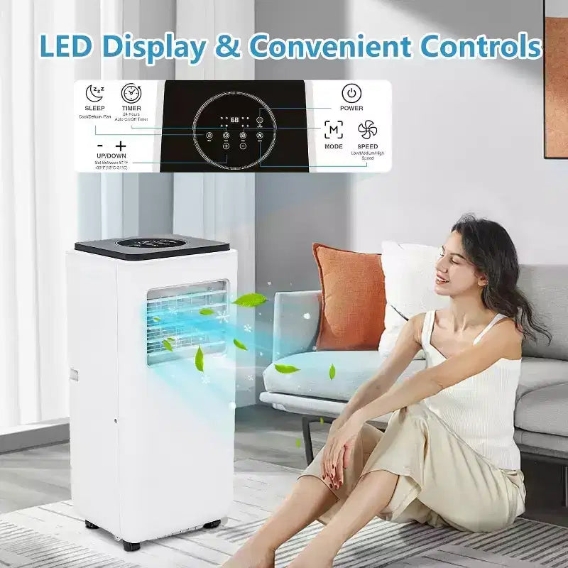 Climatiseur portable Acekool 14000 BTU, climatiseur silencieux 3-en-1 avec déshumidificateur et ventilateur, télécommande, minuterie, refroidit jusqu'à 70 m², installation facile, mobilité