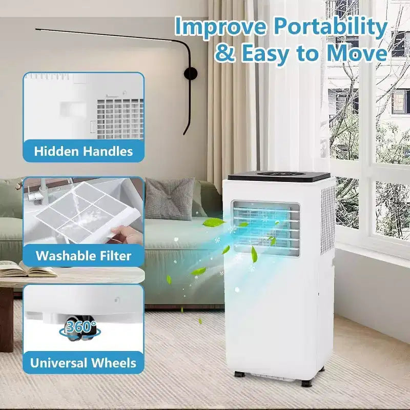 Climatiseur portable Acekool 14000 BTU, climatiseur silencieux 3-en-1 avec déshumidificateur et ventilateur, télécommande, minuterie, refroidit jusqu'à 70 m², installation facile, mobilité