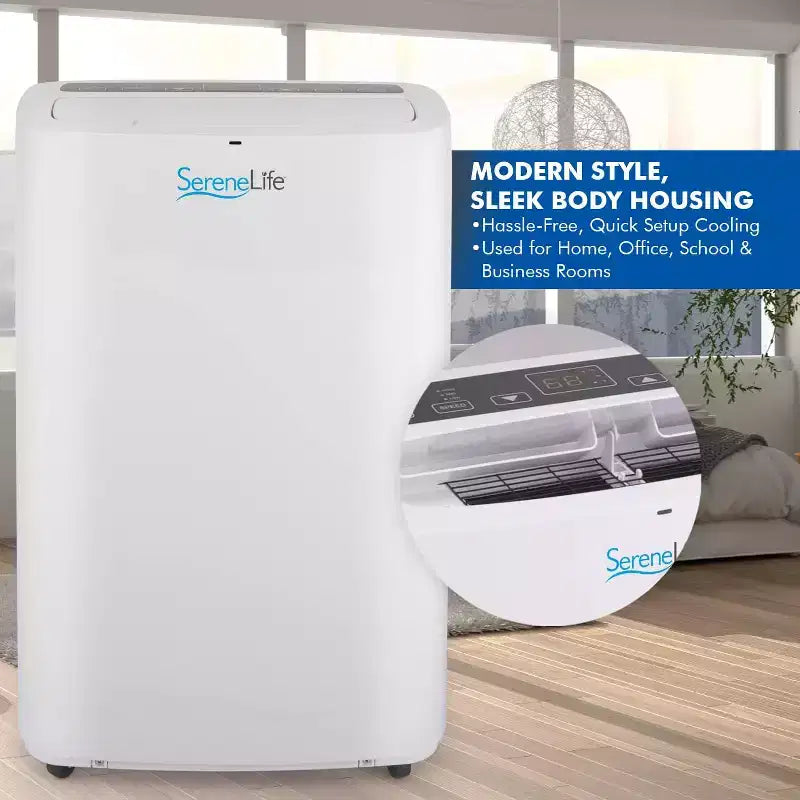 SereneLife 14,000 BTU Portable Air Conditioner with Dehumidifier & Fan - Built-in WiFi, 500 Sq Ft Coverage, Remote & Window Kit - SLPAC14.5