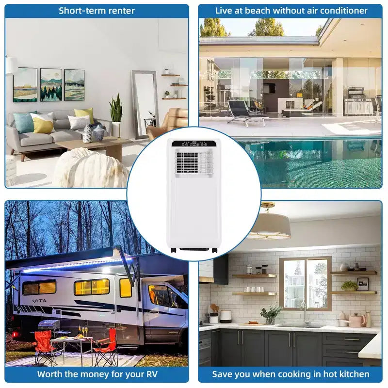 8000BTU Portable Air Conditioner with Efficient Cooling, Compact and Lightweight Design for Easy Portability, Ideal for Small to Medium Rooms