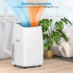 Climatiseur et Chauffage Portable Acekool 14 000 BTU, Climatiseur 4-en-1 avec Déshumidificateur, Ventilateur, Télécommande, Minuteur, Refroidit et Chauffe Jusqu'à 70 m², Kit Fenêtre