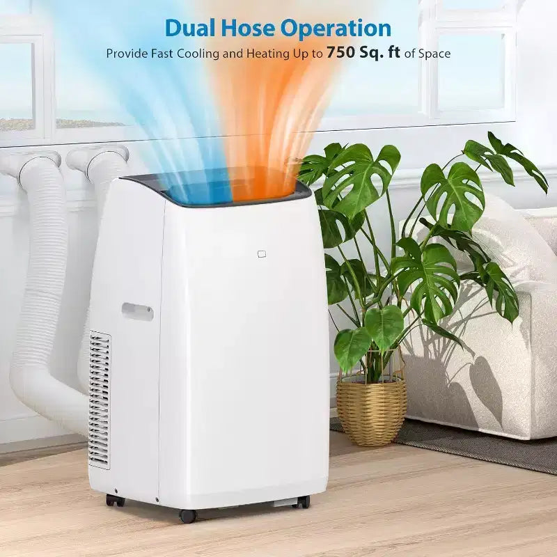 Climatiseur et Chauffage Portable Acekool 14 000 BTU, Climatiseur 4-en-1 avec Déshumidificateur, Ventilateur, Télécommande, Minuteur, Refroidit et Chauffe Jusqu'à 70 m², Kit Fenêtre
