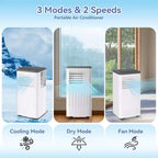 Climatiseur et Chauffage Portable Acekool 10 000 BTU, 3-en-1 Climatiseur, Pompe à Chaleur, Ventilateur, Déshumidificateur, Télécommande, Minuteur 24H, Refroidit 42 m², Kit Fenêtre