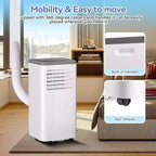Climatiseur et Chauffage Portable Acekool 10 000 BTU, 3-en-1 Climatiseur, Pompe à Chaleur, Ventilateur, Déshumidificateur, Télécommande, Minuteur 24H, Refroidit 42 m², Kit Fenêtre