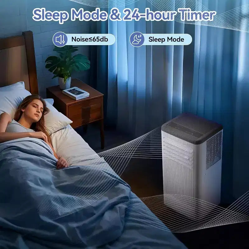 Climatiseur et Chauffage Portable Acekool 10 000 BTU, 3-en-1 Climatiseur, Pompe à Chaleur, Ventilateur, Déshumidificateur, Télécommande, Minuteur 24H, Refroidit 42 m², Kit Fenêtre