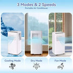 Climatiseur et Chauffage Portable Acekool 10 000 BTU, 3-en-1 Climatiseur, Pompe à Chaleur, Ventilateur, Déshumidificateur, Télécommande, Minuteur 24H, Refroidit 42 m², Kit Fenêtre