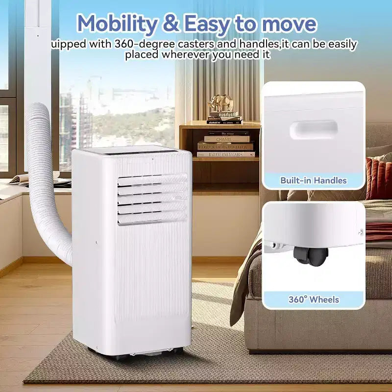 Climatiseur et Chauffage Portable Acekool 10 000 BTU, 3-en-1 Climatiseur, Pompe à Chaleur, Ventilateur, Déshumidificateur, Télécommande, Minuteur 24H, Refroidit 42 m², Kit Fenêtre