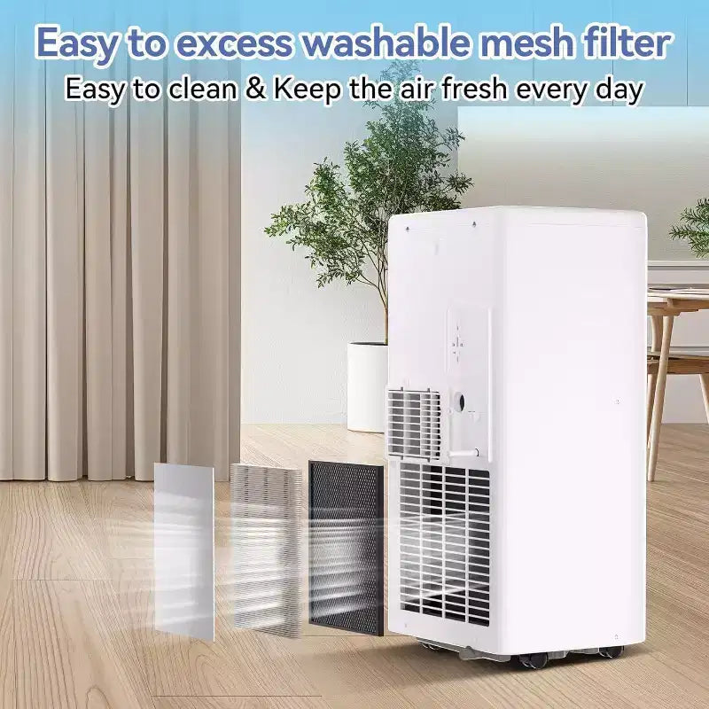 Acekool 10,000 BTU Portable Air Conditioner, 3-in-1 AC, Dehumidifier, Fan, Cools 560 Sq Ft, Remote, LED Display, 24H Timer, Wheels, White