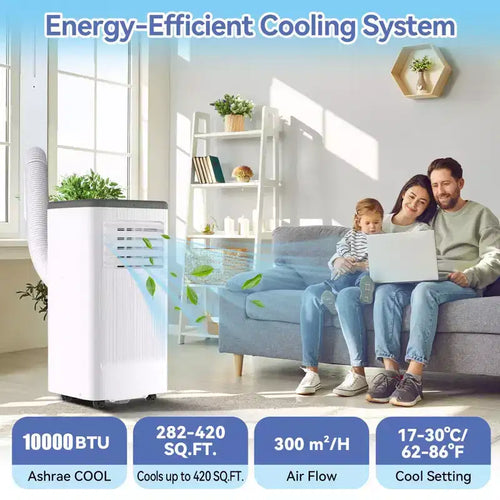 10000 BTU Portable Air Conditioner with Wheels, Portable AC Unit with Remote, Indoor Air Conditioner for Room 560 SQ.FT, Cooling/Fan/Dry Modes