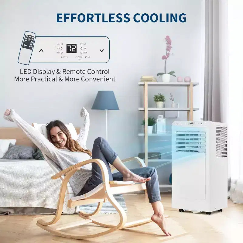 Climatiseur portable Acekool 8 000 BTU, ventilateur déshumidificateur 4 en 1, pour pièces jusqu'à 32,5 m², minuterie, télécommande, déplacement facile