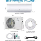 Climatiseur bibloc réversible Acekool 12 000 BTU, Inverter 21 SEER2, WiFi, sans conduit, avec kit d'installation pour pièces jusqu'à 70 m², 230 V
