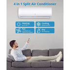 Climatiseur bibloc réversible Acekool 12 000 BTU, Inverter 21 SEER2, WiFi, sans conduit, avec kit d'installation pour pièces jusqu'à 70 m², 230 V