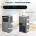 Acekool 8,000 BTU Portable Air Conditioner, 4-in-1 AC Dehumidifier Fan Sleep Mode, Remote, Timer, Window Kit, for Rooms up to 350 Sq. Ft, Grey